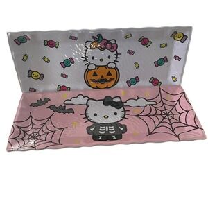 Hello Kitty Halloween Serving Tray Set - Sanrio Pumpkin Skeleton 100% Melamine